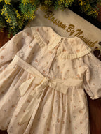 Creamy Blossom Chickenkari Embroidery Frock