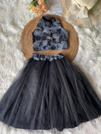 Black Hand Embroidery Net Lehenga