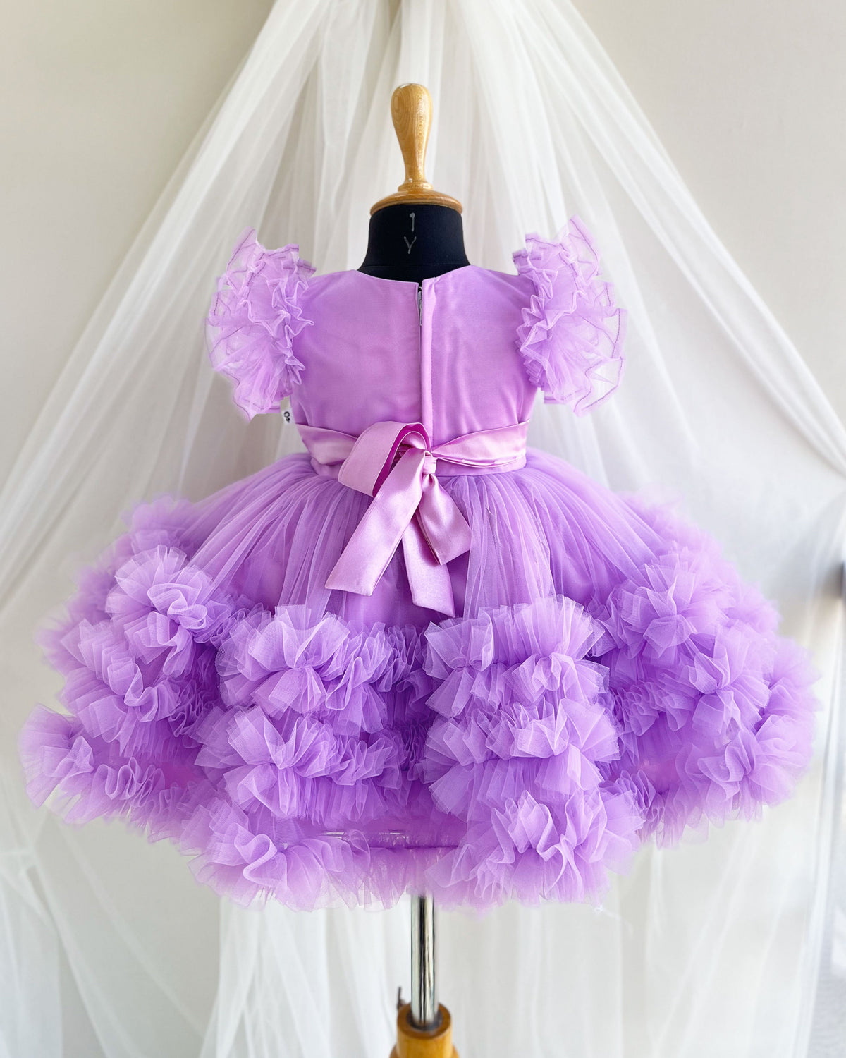 Lavender Fairy Heavy Frill Party Wear Gown