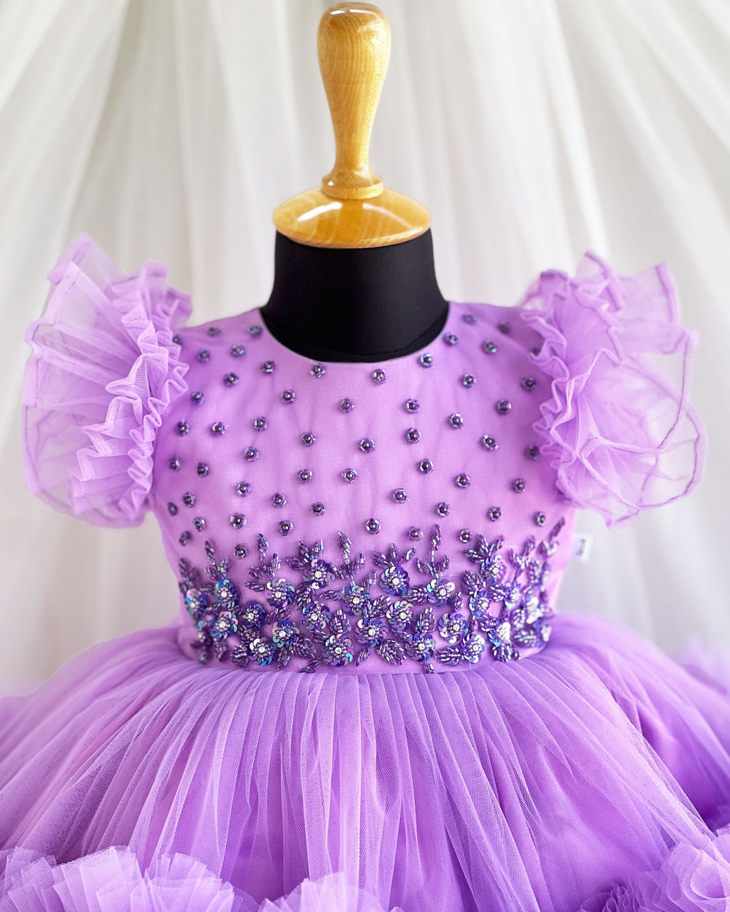 Lavender Fairy Heavy Frill Party Wear Gown