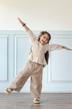 Midnight Linen Coord Set With Crochet Bib