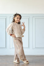 Midnight Linen Coord Set With Crochet Bib