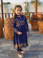 Royal Blue Princess Ethnic Suit Set for Girls