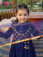 Royal Blue Princess Ethnic Suit Set for Girls