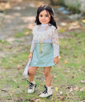 Mint Lace Bloom Stylish Top Skirt Set