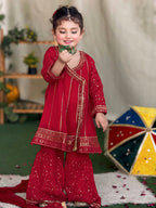Meherza Crimson Regal Patiyala Set