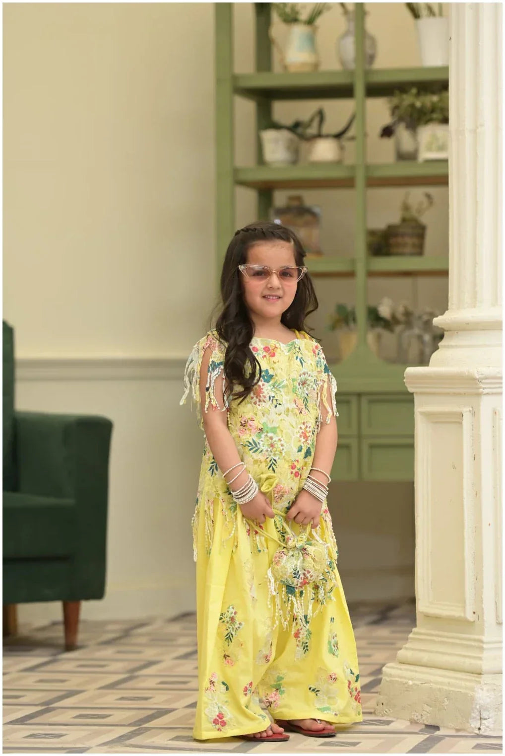 Sunehri Phool – Floral Elegance Kids Palazzo Set