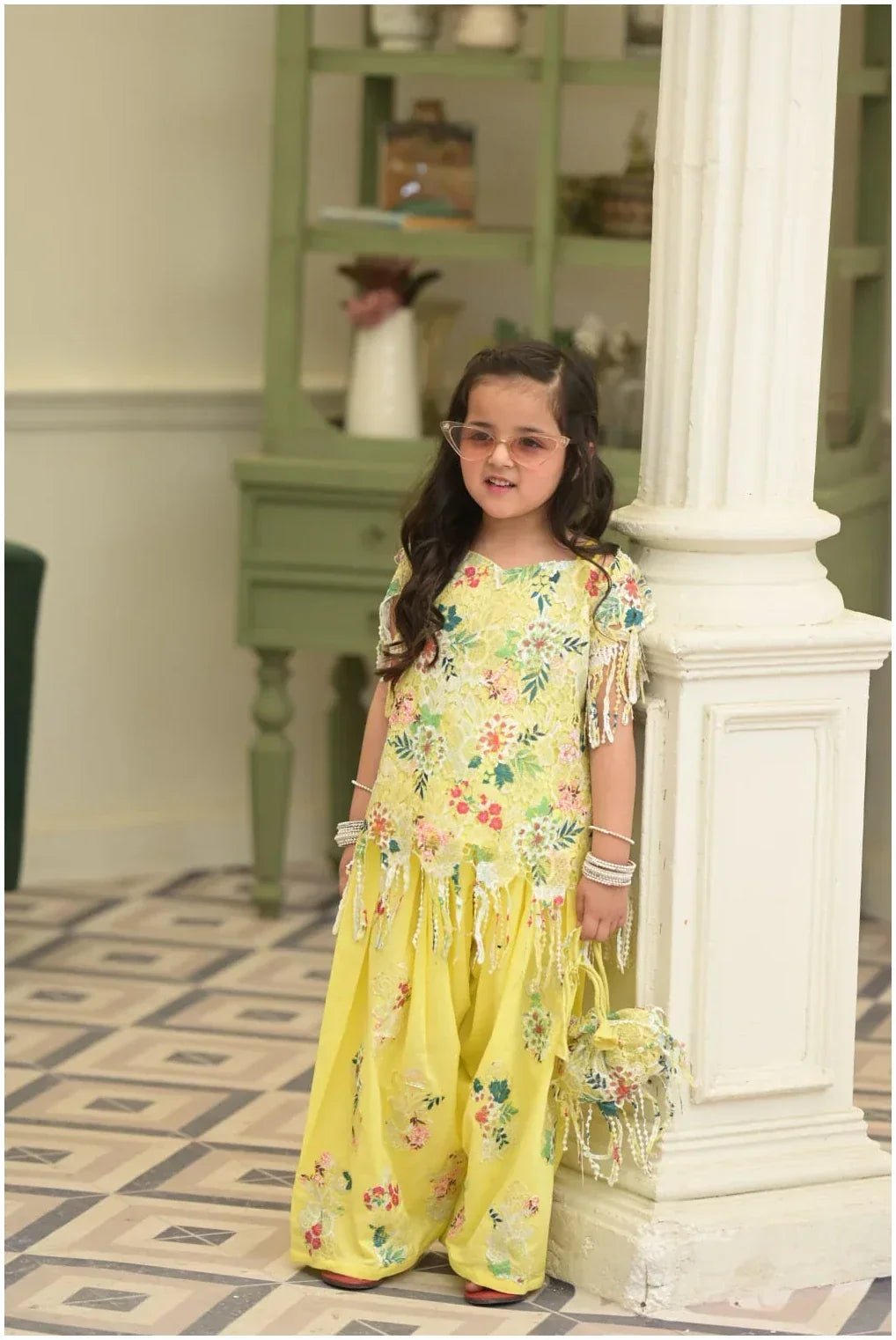 Sunehri Phool – Floral Elegance Kids Palazzo Set