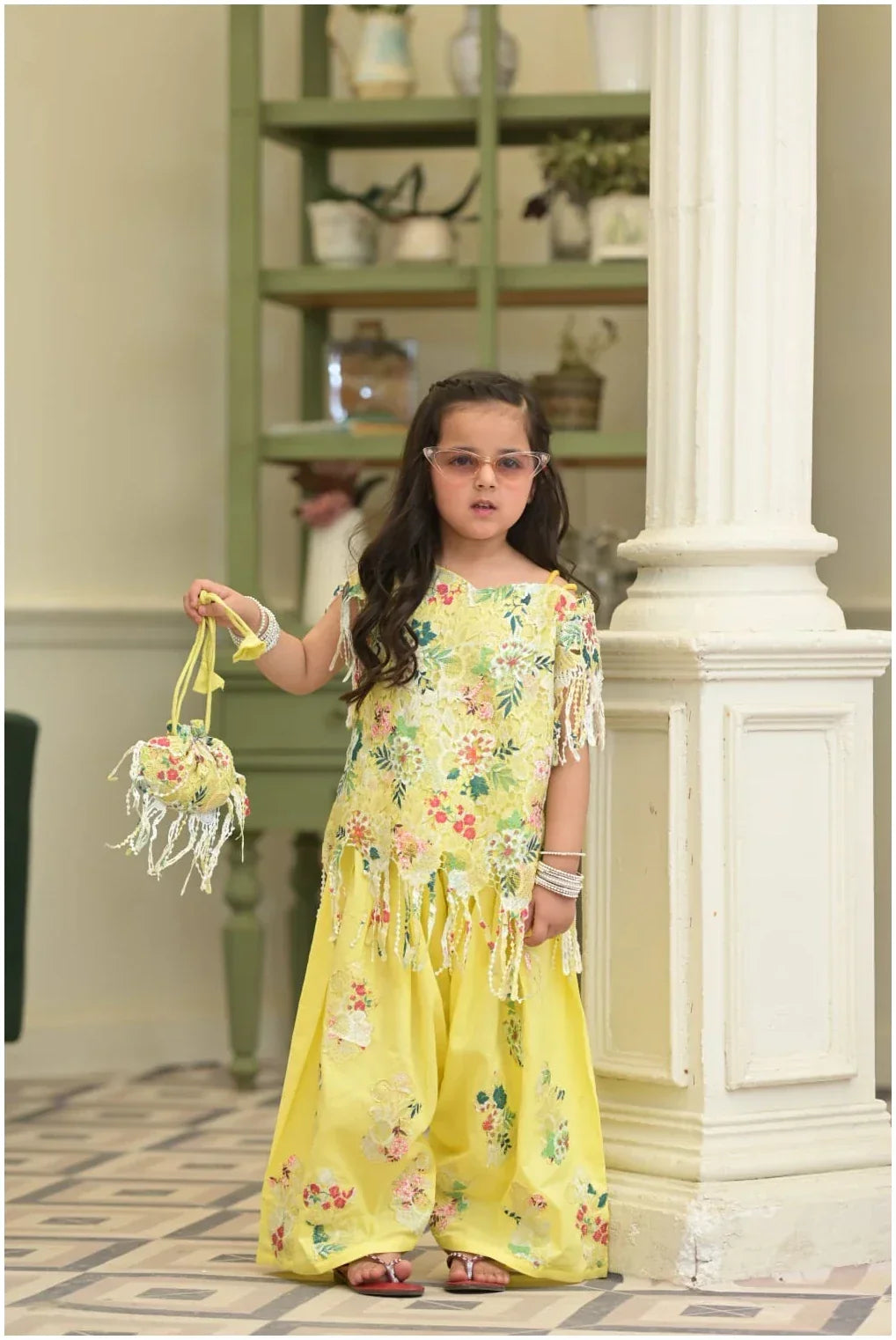 Sunehri Phool – Floral Elegance Kids Palazzo Set