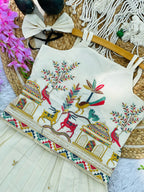 Exquisite Embroidery Work on Khadi Cotton Fabric Kids Lahenga Choli