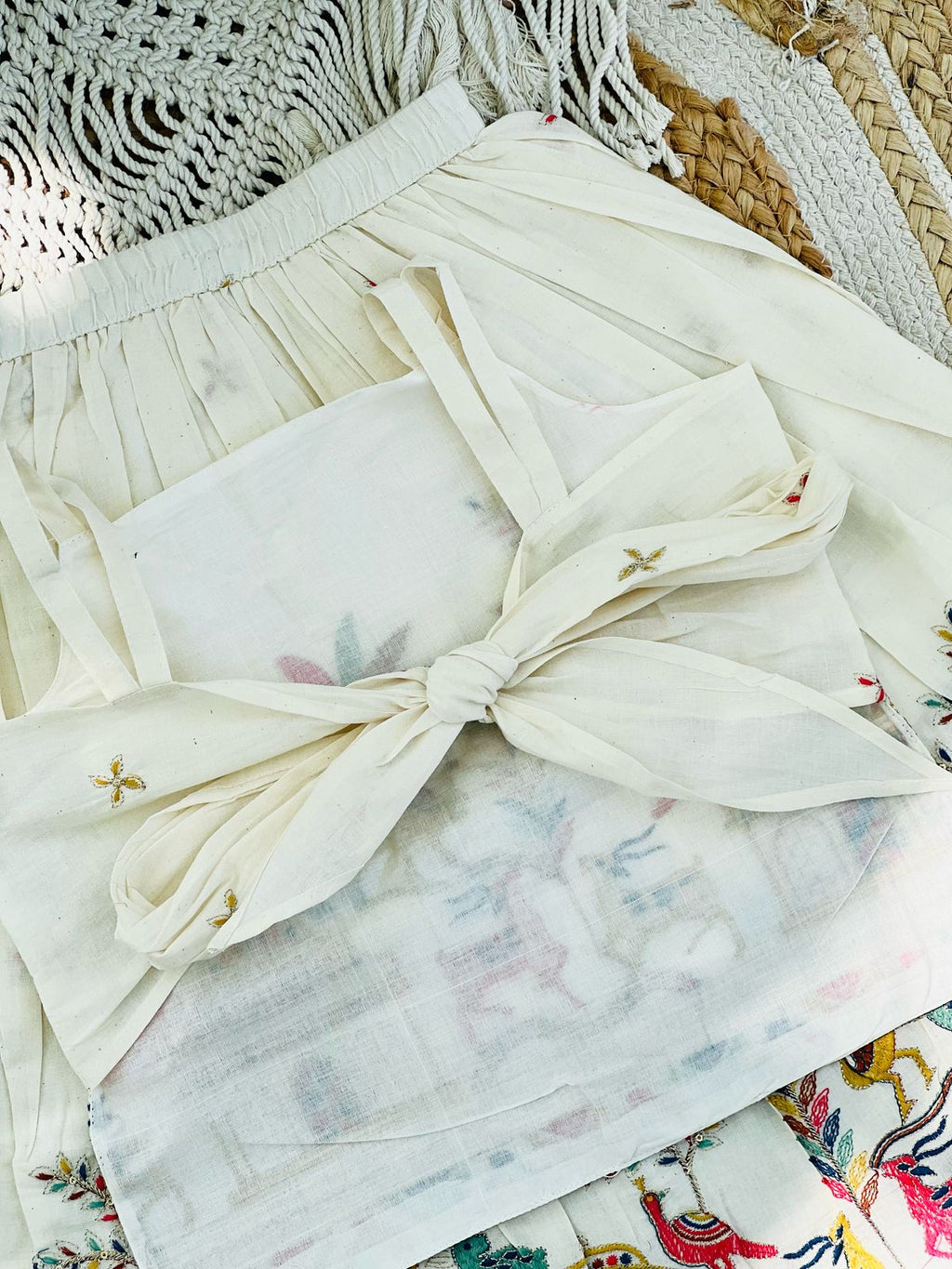 Exquisite Embroidery Work on Khadi Cotton Fabric Kids Lahenga Choli