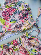 Designer Pastel Floral Halter Neck Skirt Set