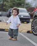 Aarav’s Classic White Shirt & Stripe Pant Set