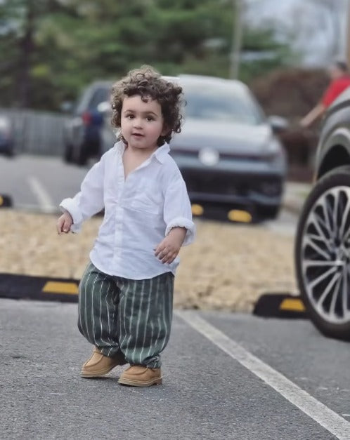 Aarav’s Classic White Shirt & Stripe Pant Set