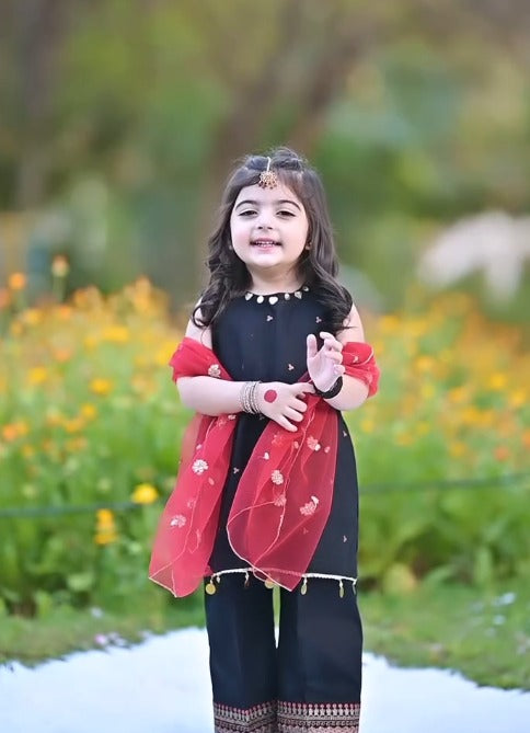 Noor Black & Ruby Kids Co-ord Set